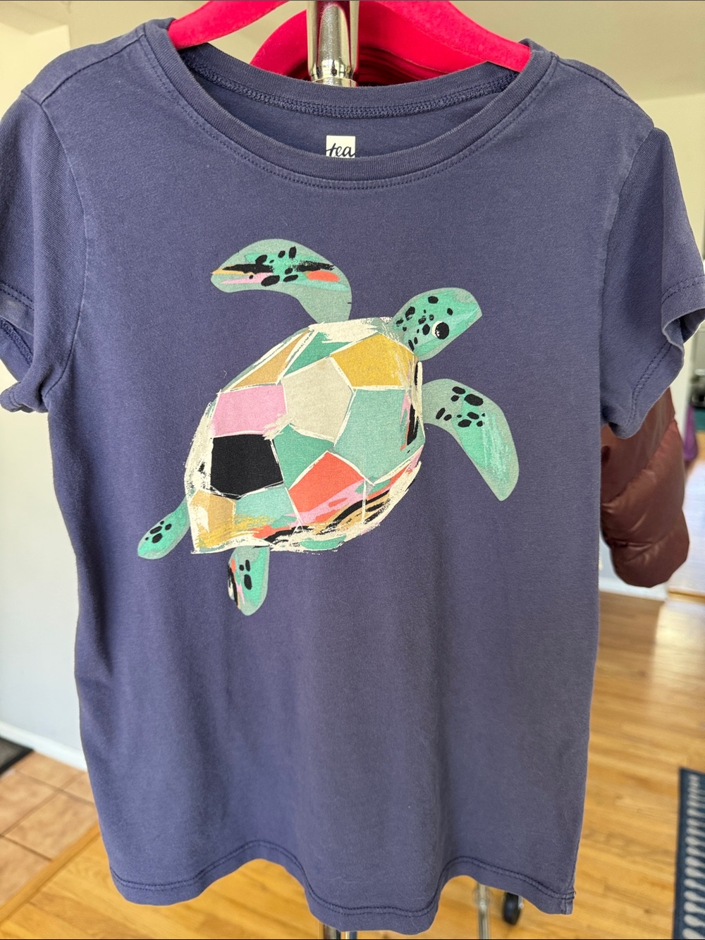Tea Collection Purple Tee with Multicolor Sea Turtle Graphic